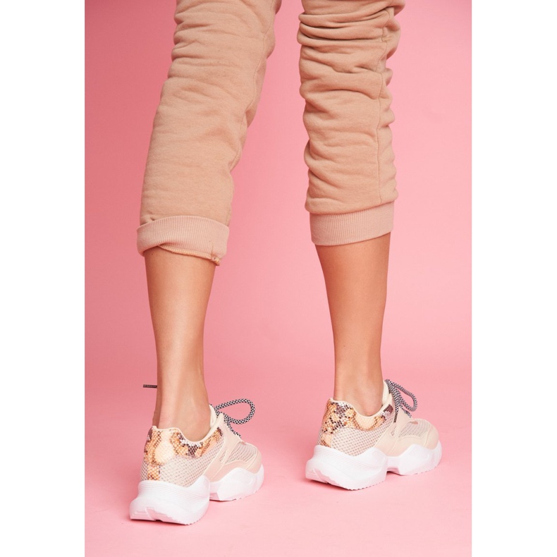 PS1 Kvinnors sportskor Snakeskin Beige Giselle brun gyllene 3