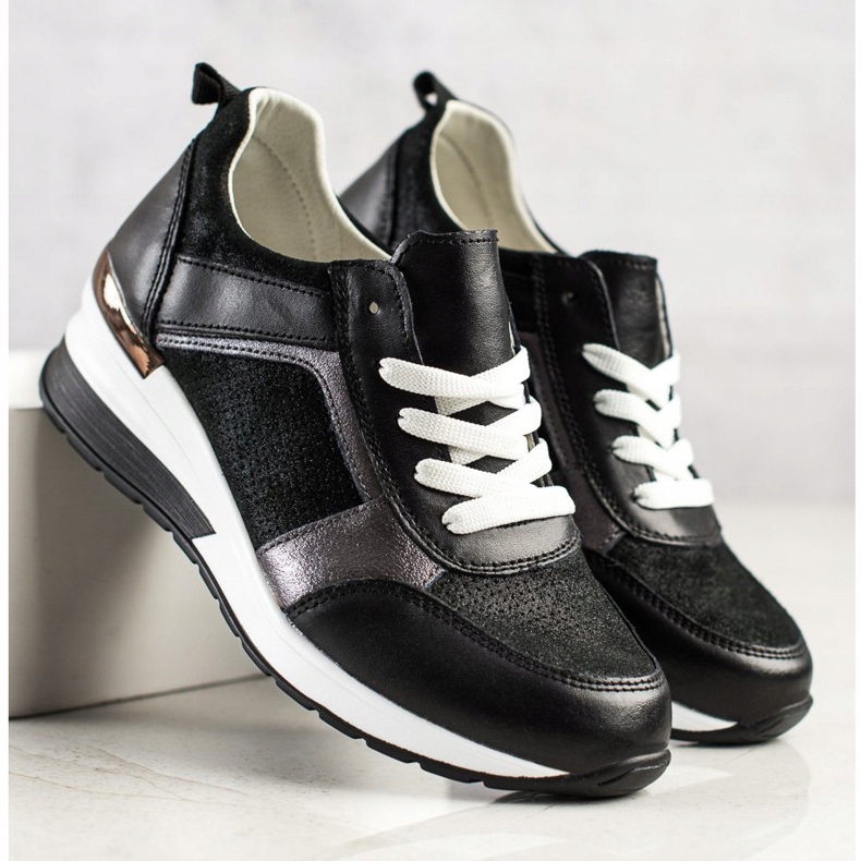 VINCEZA Glitter Sneakers svart 1