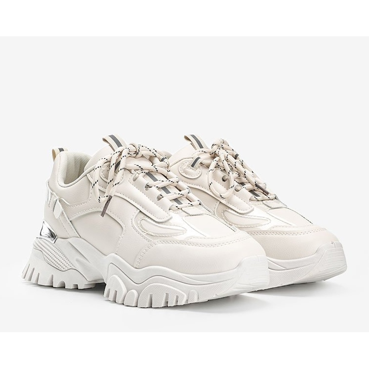 Beige sneakers med metalliska Ansley -insatser 1