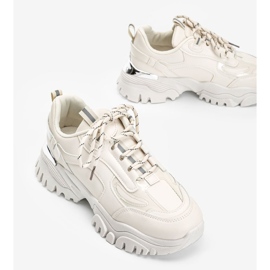 Beige sneakers med metalliska Ansley -insatser 2