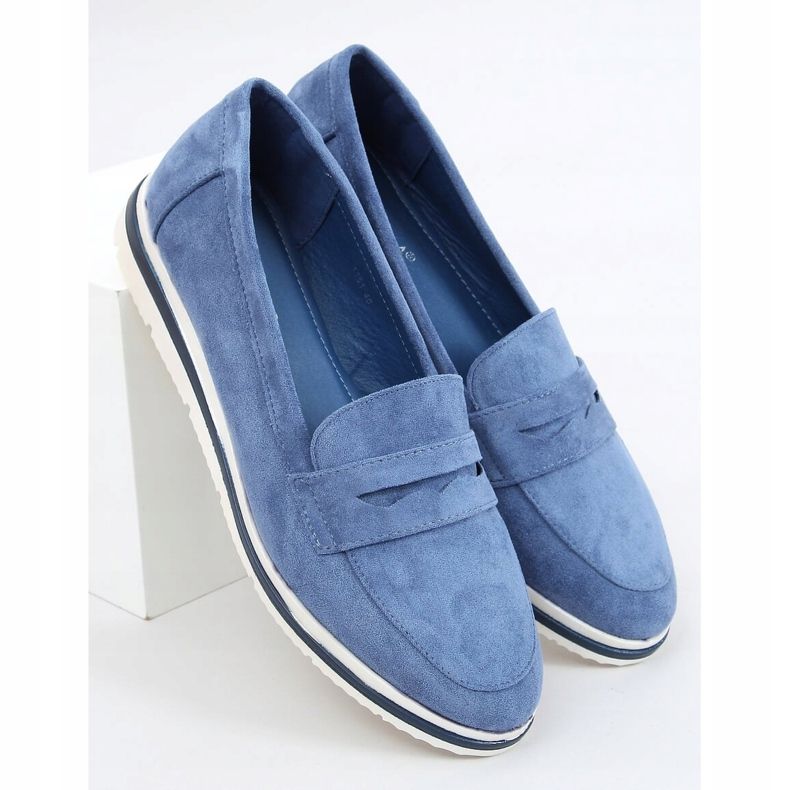 Blå 1151 loafers med hög sula i jeans 1