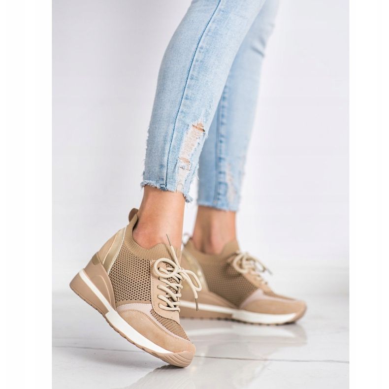 VINCEZA openwork sneakers beige 1