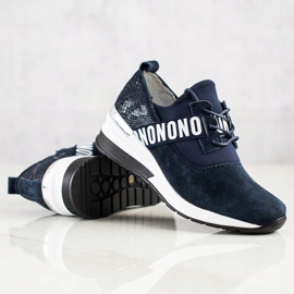 Filippo Wedge Sneakers i läder marinblå 1