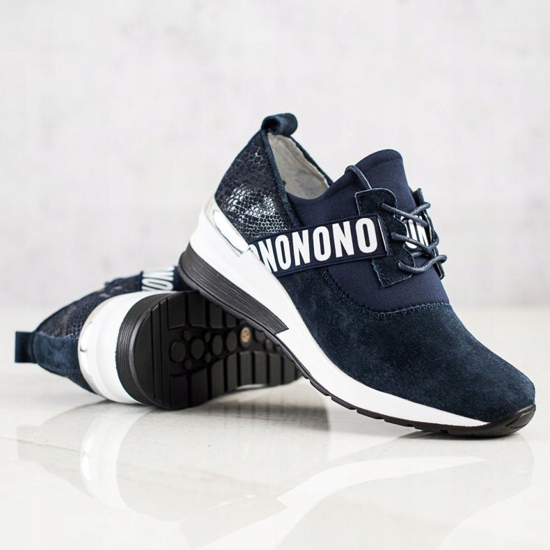 Filippo Wedge Sneakers i läder marinblå 1