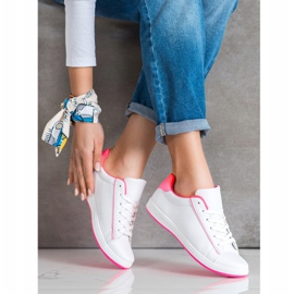 SHELOVET Lågt sneakers med ekoläder vit rosa 1