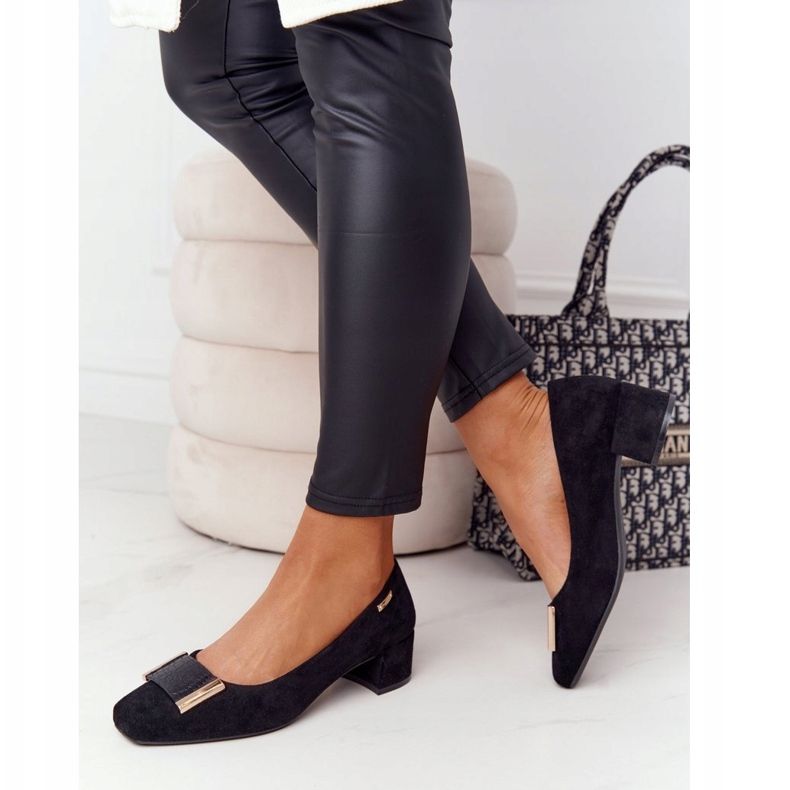 Mocka pumpar på häl Sergio Leone PB142 svart 1