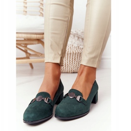 Mocka Pumps På Klack Sergio Leone PB148 Grön 2