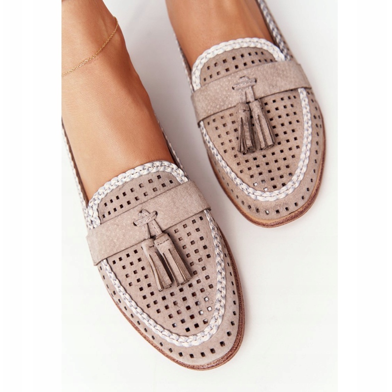Openwork Loafers Sergio Leone MK735 Beige 1
