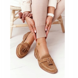 Openwork Loafers Sergio Leone MK735 Camel brun mångfärgad 2