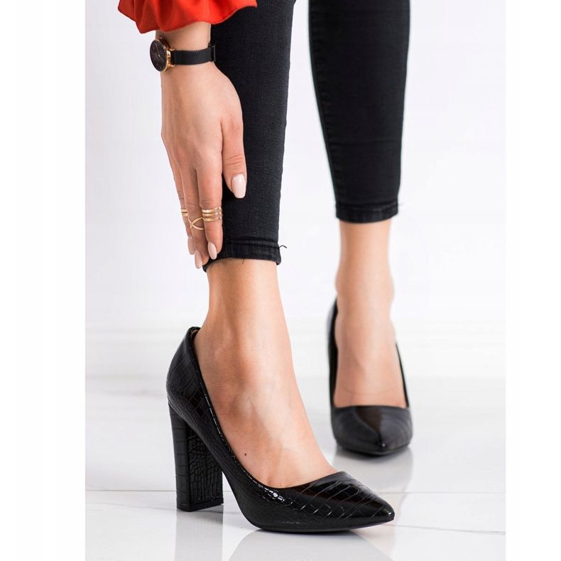 Diamantique Snake Print Pumps svart 2