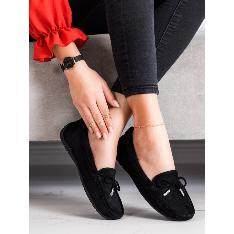 SHELOVET Bekväma mocka loafers svart 1