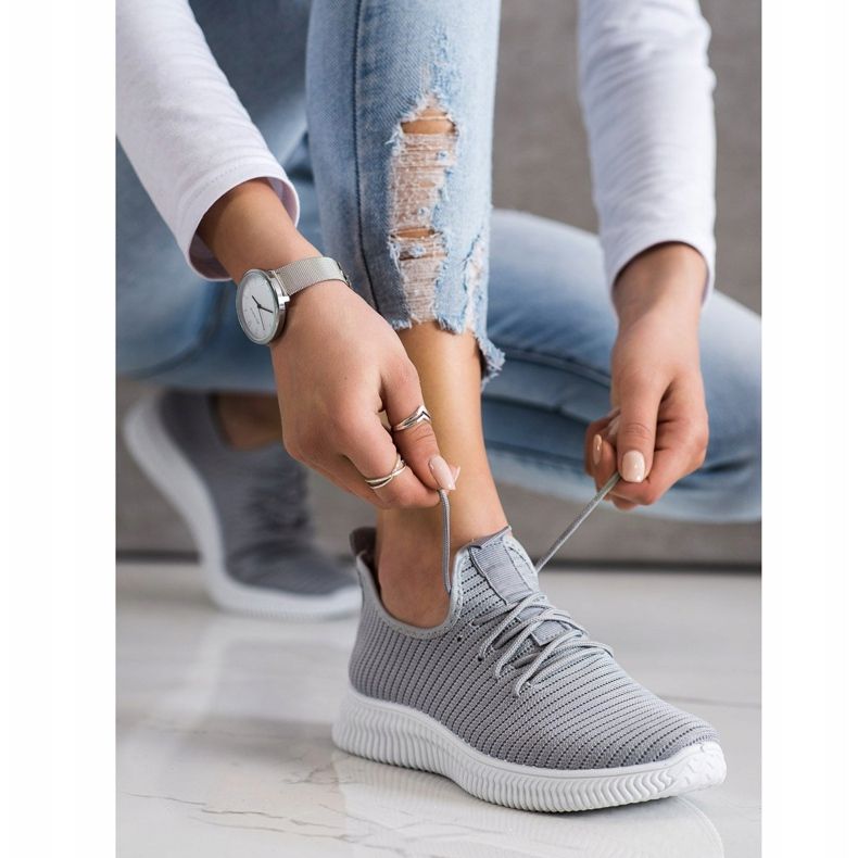 SHELOVET Bekväma slip-on sneakers grå 2