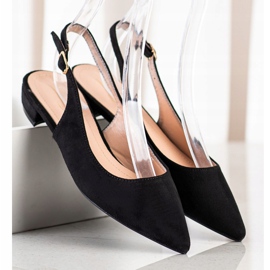 Lovery Sandaler i mocka med öppen klack svart 1