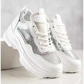 SHELOVET Sneakers med paljetter vit 1
