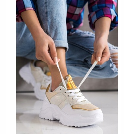 Weide Eco Leather Snake Print Sneakers vit gyllene 2