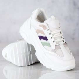 SHELOVET Sneakers med färgglada ränder vit 1
