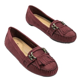 Maroon loafers med ekologisk mocka från Maia röd 1
