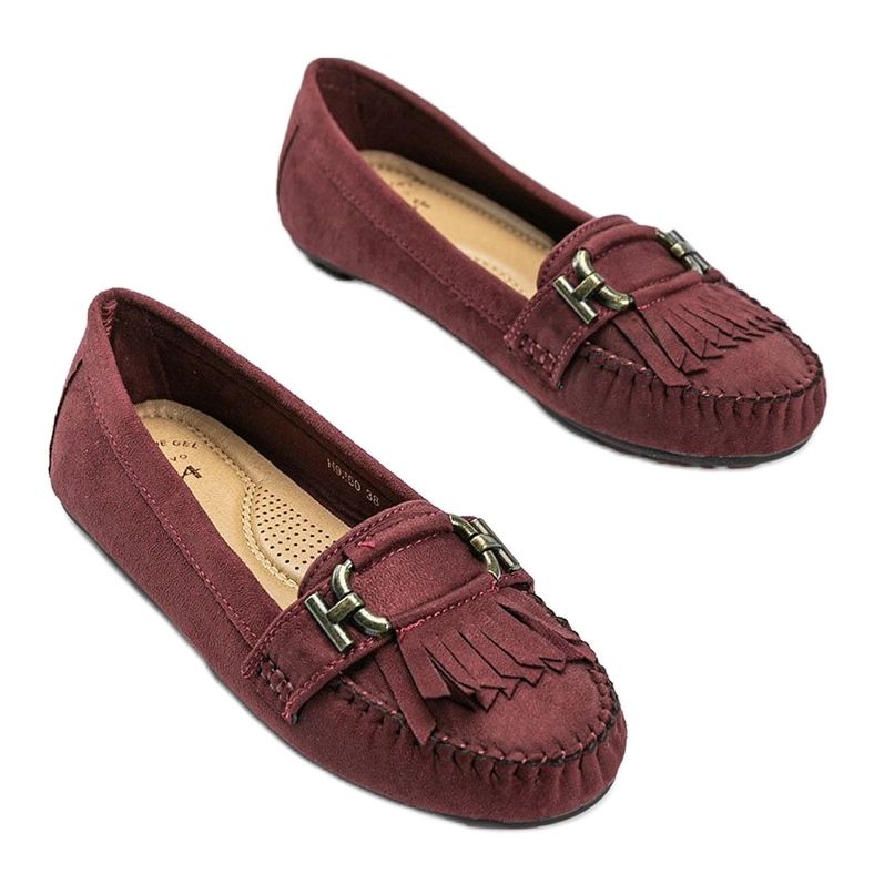 Maroon loafers med ekologisk mocka från Maia röd 1