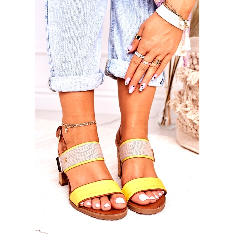 Jezzi Kvinnors sandaler på Cork Post Yellow 20SD35-1826 beige 3