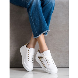 SHELOVET Vita sneakers på plattformen svart gul 2