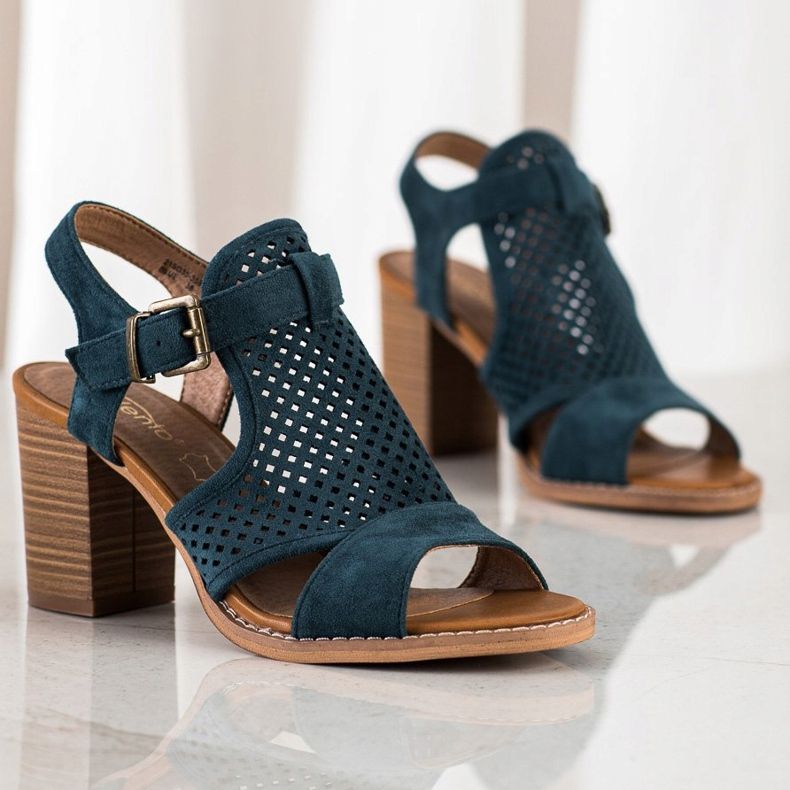 Evento Openwork sandaler på våren mångfärgad blå grön 1