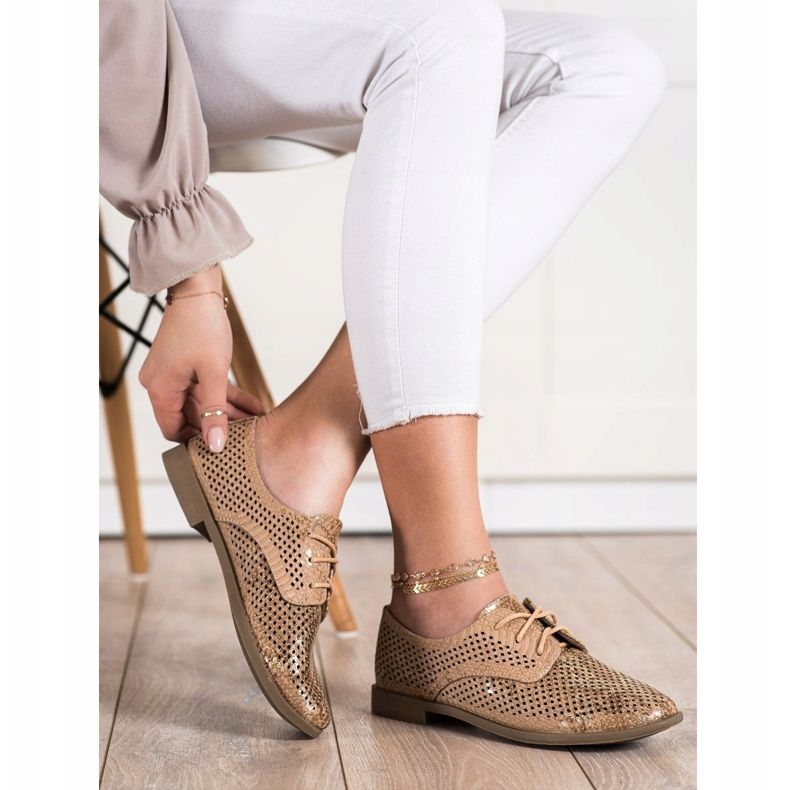 SHELOVET Openwork skor för våren brun mångfärgad 1