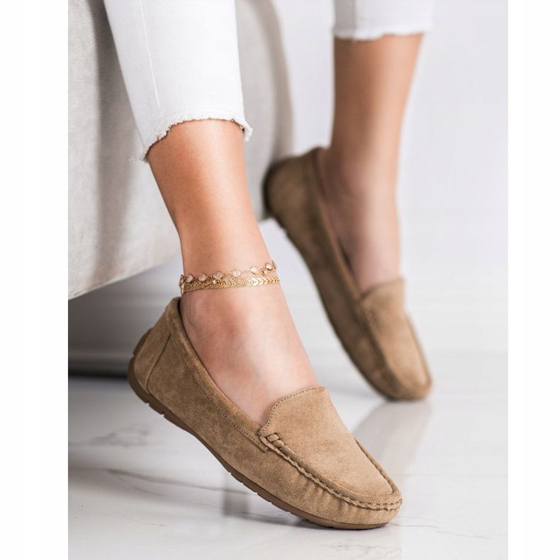 SHELOVET Beige loafers med mocka 1