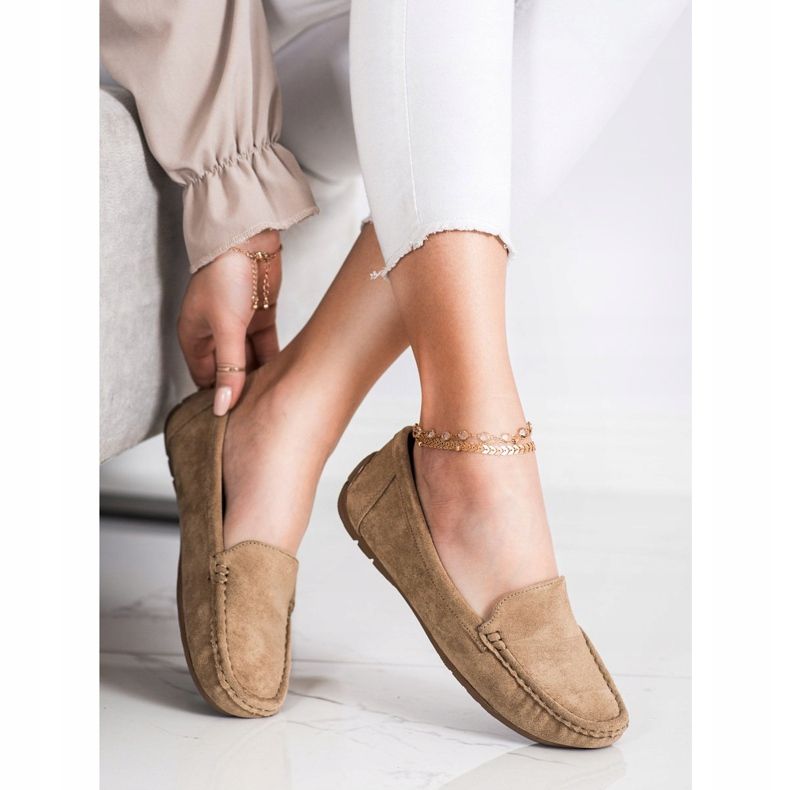 SHELOVET Beige loafers med mocka 2