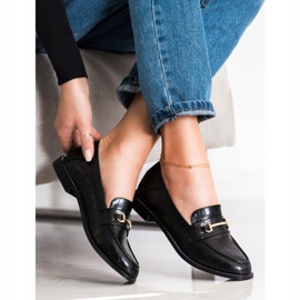 SHELOVET Eleganta Loafers med Cubic Zirconia svart 1