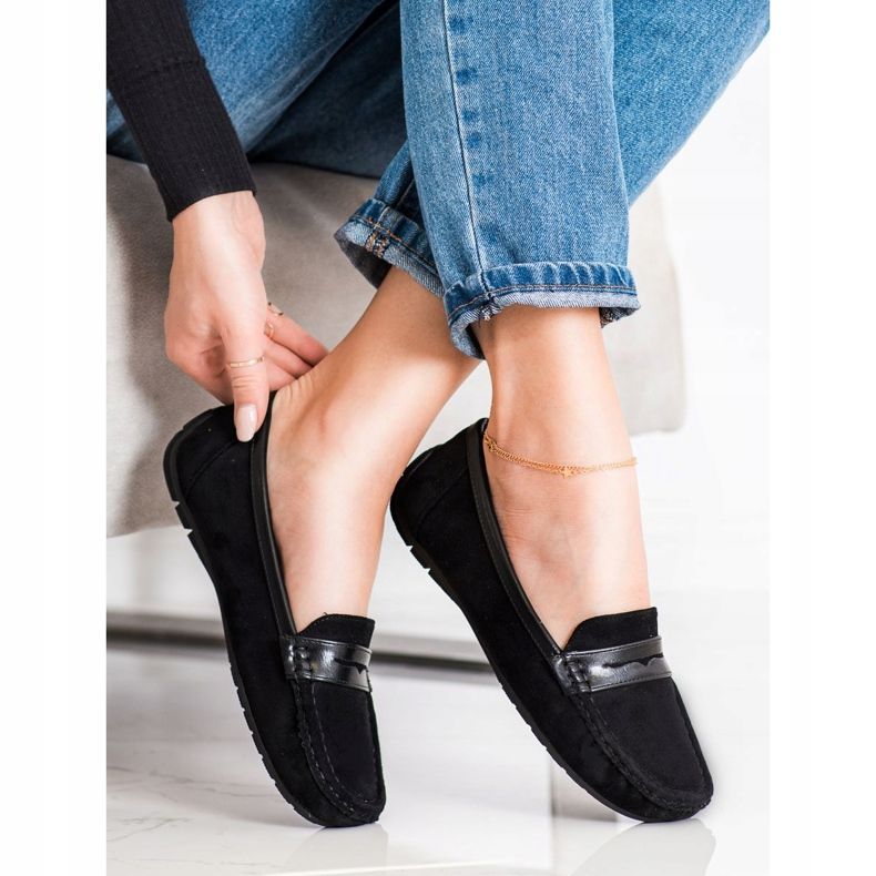 SHELOVET Bekväma svarta mockasiner 1