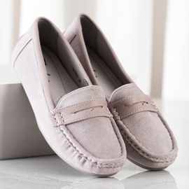 SHELOVET Bekväma gråa mockasiner 2