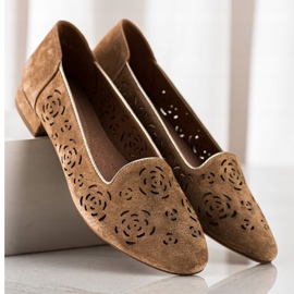 Läderpumpar med rosor Sergio Leone brun 1