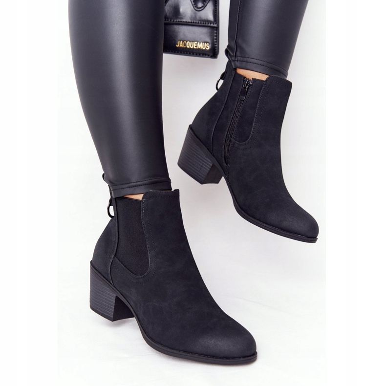 PJ1 Kvinnors svarta varma stövlar Jodhpur Heel Trinity 1