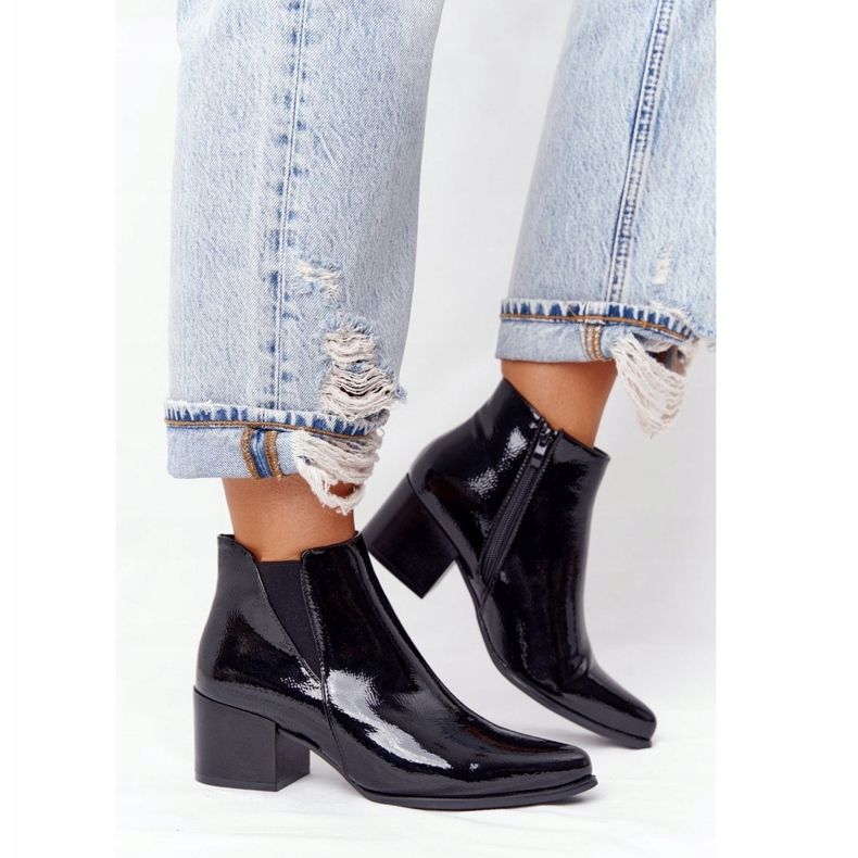 Lackerade stövlar på högklackat Sergio Leone BT153 svart 2