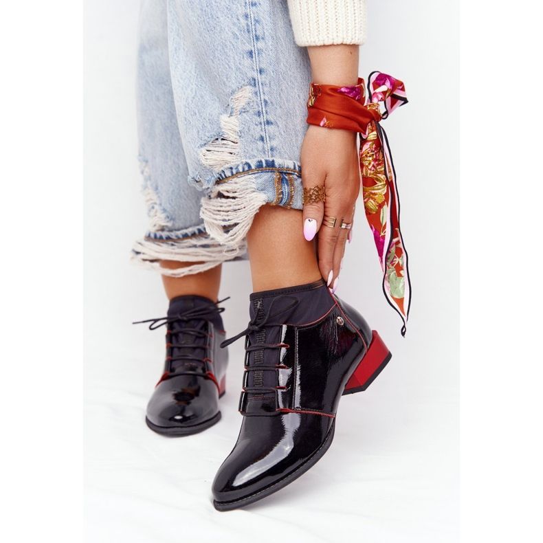 Läderstövlar Maciejka 04744-16 Svart-röd känga 2