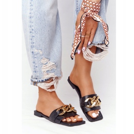 Läder tofflor med en kedja svart fransk kyss 2