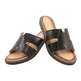 Filippo Glänsande lackerade flikar svart läderinsats 4