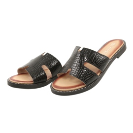 Filippo Glänsande lackerade flikar svart läderinsats 3