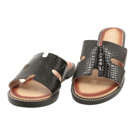 Filippo Glänsande lackerade flikar svart läderinsats 2