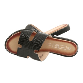 Filippo Glänsande lackerade flikar svart läderinsats 5