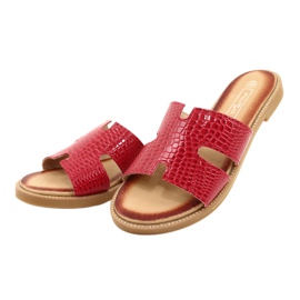 Filippo Kvinnors glänsande röda lackerade flip flops 2