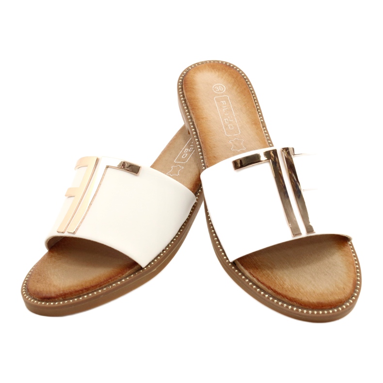 Filippo Fashionabla tofflor i vitt och guld för kvinnor 3