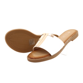 Filippo Fashionabla tofflor i vitt och guld för kvinnor 2