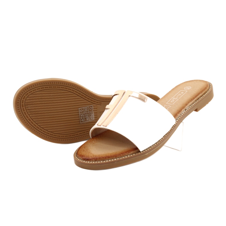 Filippo Fashionabla tofflor i vitt och guld för kvinnor 2