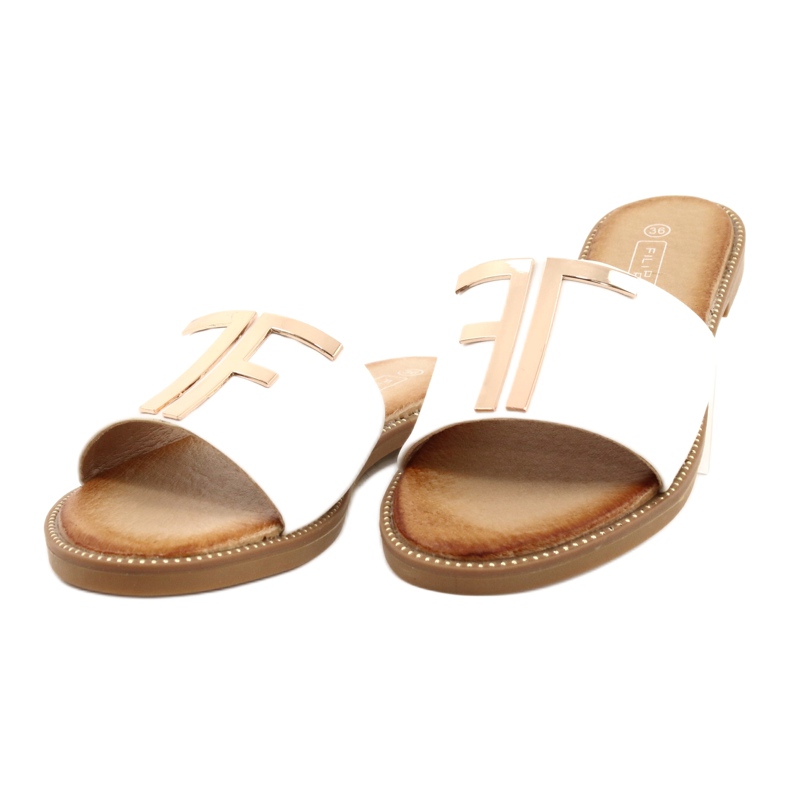 Filippo Fashionabla tofflor i vitt och guld för kvinnor 1