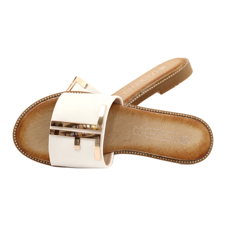 Filippo Fashionabla tofflor i vitt och guld för kvinnor 4