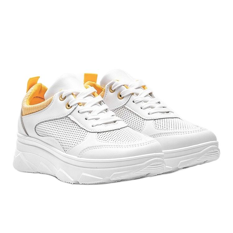 Vita sneakers med tjock sula med Joyce ormskinnsmönster 2