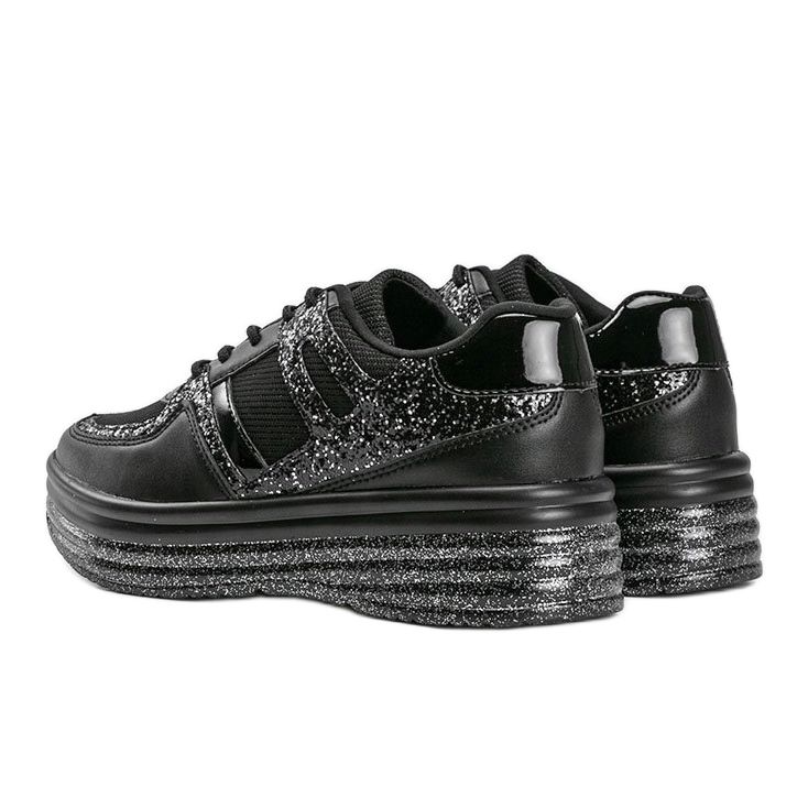 Svarta glittriga sneakers med en tjock Laurel -sula 1