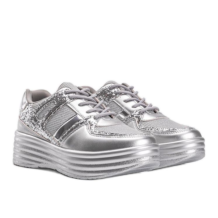 Silverglittriga sneakers med tjock Laurel -sula silver- 1