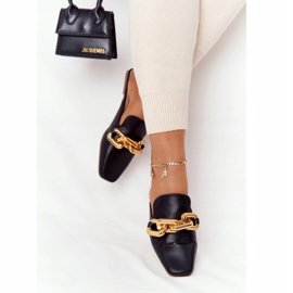 PS1 Svart Call On Me tofflor med överdelar och kedja gyllene 2